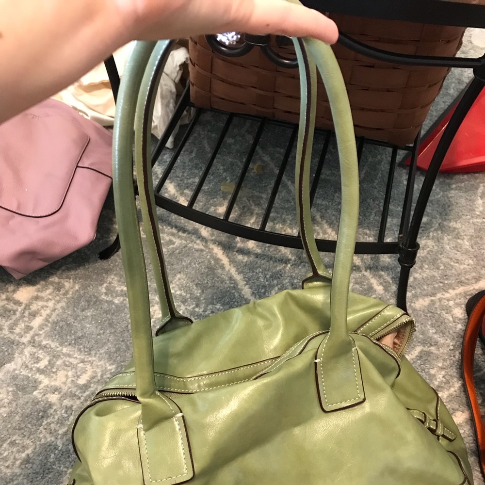 Green leather purse